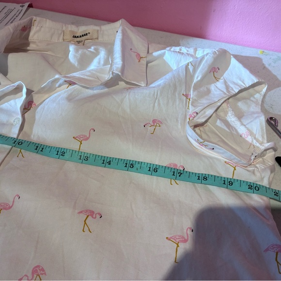 Jak & Rae Flamingo Print Shirt size Medium - Picture 9 of 10